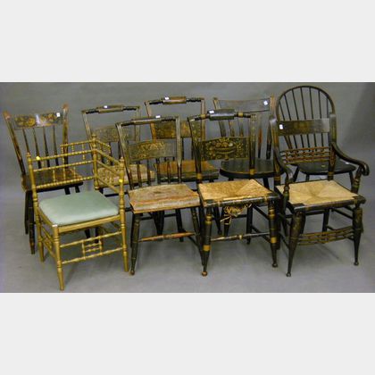 Nine Assorted Painted 19th Century Chairs