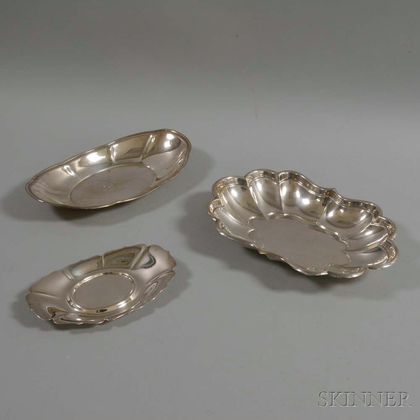 Three Sterling Silver Lobed Trays