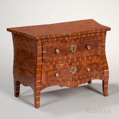 Miniature Italian Inlaid Fruitwood Chest of Drawers