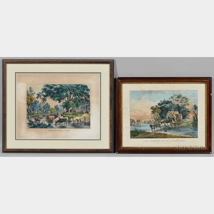 Two Currier & Ives, Publishers (American, 1857-1907) Lithographs: The Nearest Way to Summer Time