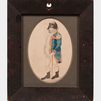 American School, c. 1790 Miniature Portrait of an American Militia Officer