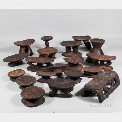 Twenty African Wood Stools
