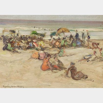 Charles Herbert Woodbury (American, 1864-1940) Beach Crowd
