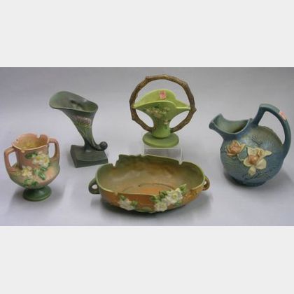 Five Pieces of Roseville Pottery