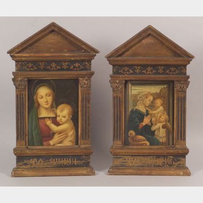 Lot of Two Italian Old Master Copies: After Fra Filippo Lippi (Italian, c. 1457-1504) Madonna and Child with Two Angels