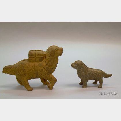 Two Cast Iron Dog Banks
