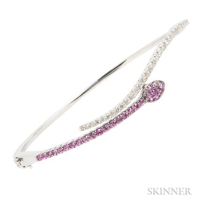 14kt White Gold, Pink Sapphire, and Diamond Bracelet