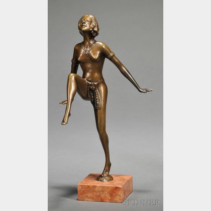 Small Bronze Art Deco Figure of Nude Dancer