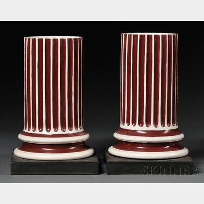 Pair of Wedgwood Pearlware Columnar Vases