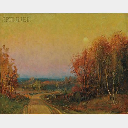 Frederick Mortimer Lamb (American, 1861-1936) Autumn View at Dusk