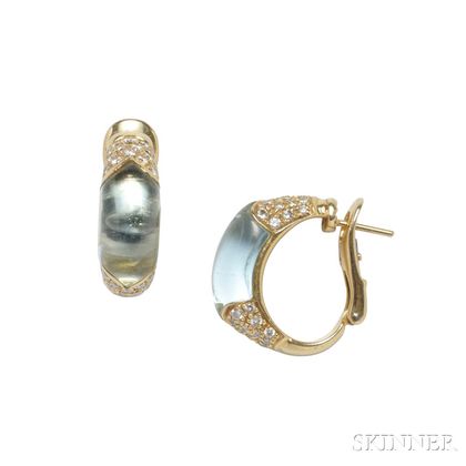 18kt Gold, Topaz, and Diamond Earrings, Bulgari