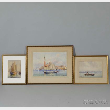 F. Fulin (Italian, 20th Century) Three Views of Venice: Il Redentore , Gondola