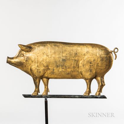 Gilded Molded Sheet Copper Pig Weathervane