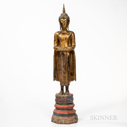 Giltwood Standing Buddha