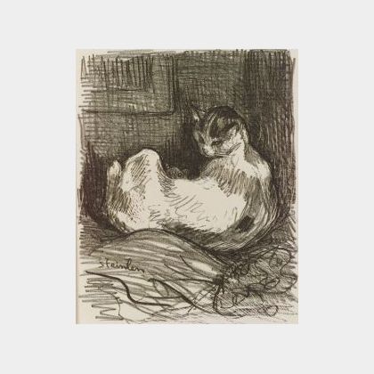 Théophile Alexandre Steinlen (Swiss/French, 1859 - 1923) Cat in Repose.