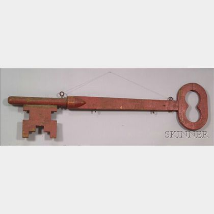 Red-painted Key-form Locksmith Trade Sign