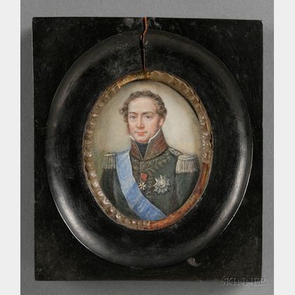 Continental Portrait Miniature of an Officer