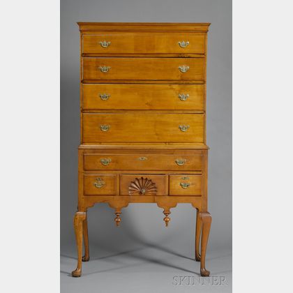 Queen Anne Maple Fan-carved High Chest of Drawers