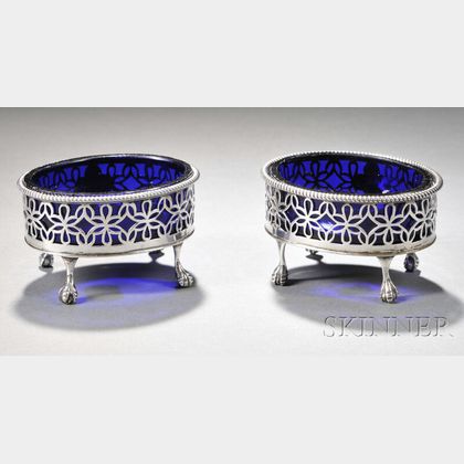 Pair of Silver Salts Cellars with Glass Liners