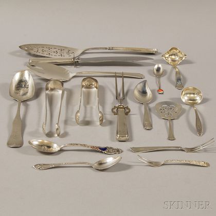Sixteen Assorted Silver and Silver-handled Flatware Items