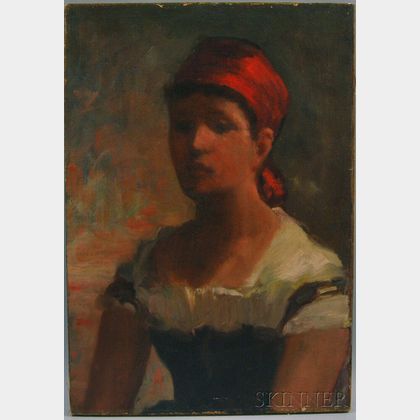 Helen Mary Knowlton (American, 1832-1918) Peasant Girl with a Red Kerchief.