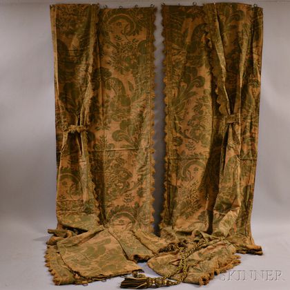 Two Pairs of Fortuny Drapes with Valences. Estimate $300-500