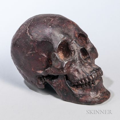 Cast and Patinated Bronze Human-form Skull