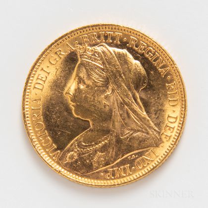 1900-M Australian Gold Sovereign. Estimate $300-500