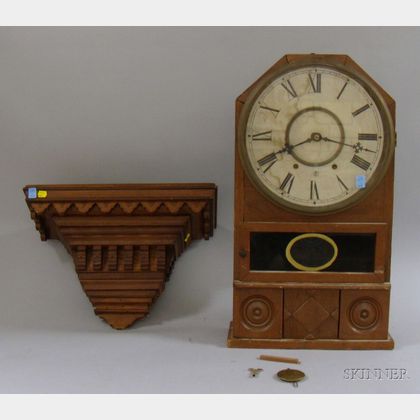 Pine Shelf Clock with Victorian Bracket