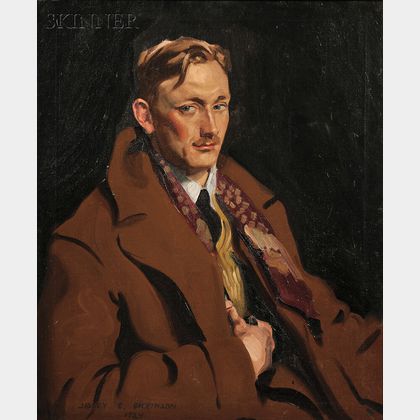 Sidney Edward Dickinson (American, 1890-1980) Portrait of a Gentleman in a Brown Overcoat