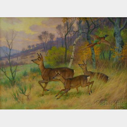 Georges Frederic Rötig (French, 1873-1961) Deer and Pheasant.