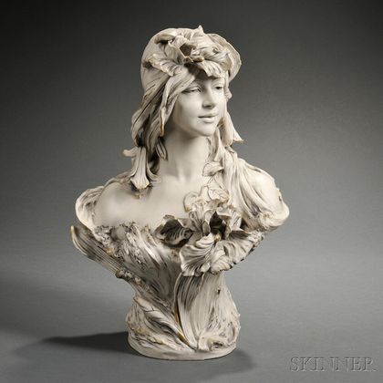 Royal Dux Art Nouveau Porcelain Bust of a Nymph
