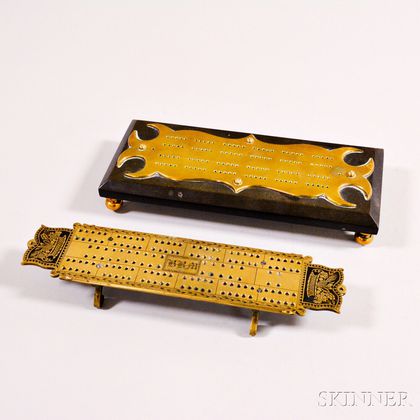 Two Shaped Brass Cribbage Boards