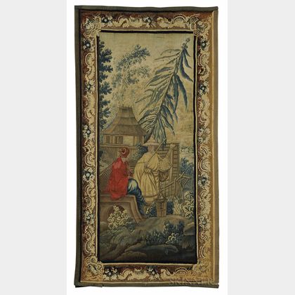 Aubusson Tapestry of Two Men Fishing 