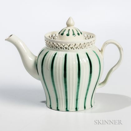 Leeds Creamware Ceramic Teapot
