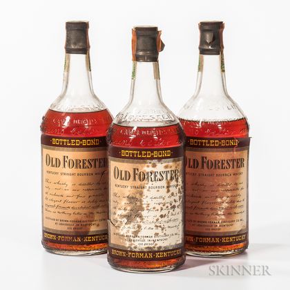 Old Forester 5 Years Old 1937, 3 4/5 quart bottles 