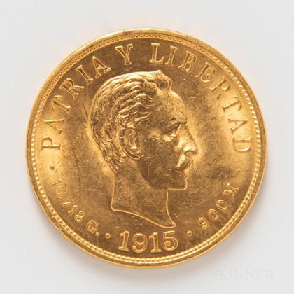 1915 Cuban 10 Pesos Gold Coin. Estimate $600-800