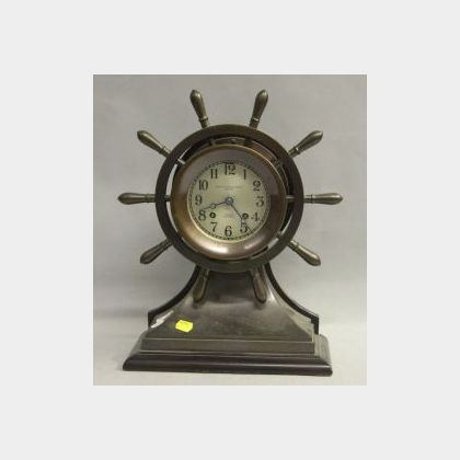 Smith Patterson Co. Patinated Bronze and Mahogany Chelsea Ship&#39;s Bell Clock