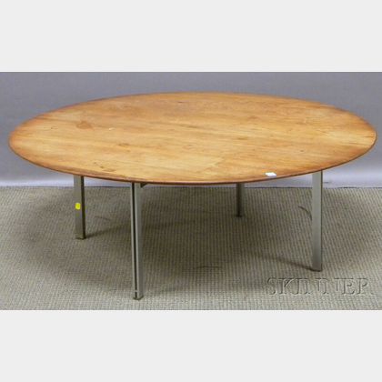 Knoll Associates/Florence Knoll Circular Walnut and Steel Coffee Table