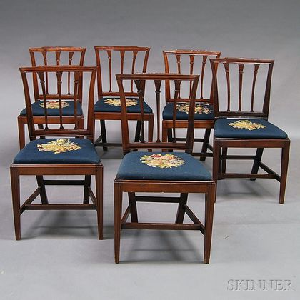 Set of Six Federal Carved Cherry Side Chairs