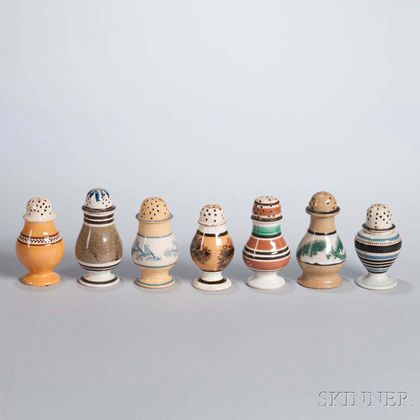 Seven Mocha-decorated Pepper Pots