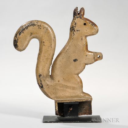 Beige-painted Cast Iron Squirrel Windmill Weight