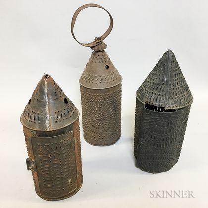 Three Pierced Tin Lanterns
