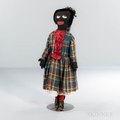 Large Folk Art Black Girl Doll
