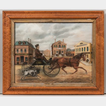 American School, 19th Century Horse and Buggy in Derby Square, Salem, Massachusetts