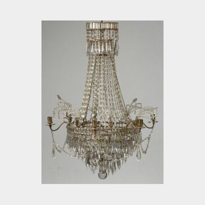 Continental Neoclassical-style Six-Light Crystal Chandelier