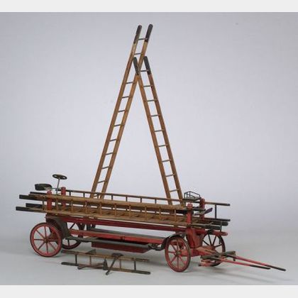 Painted-Wood Model of a Hook and Ladder Fire Truck