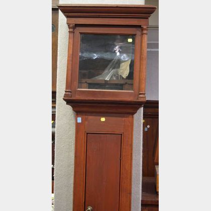 William Humphries Red Stained Pine Tall Case Clock. 