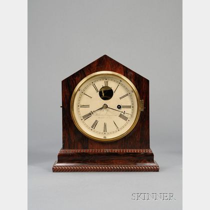 Rosewood and Ripple Front Shelf Clock by Brewster & Ingrahams