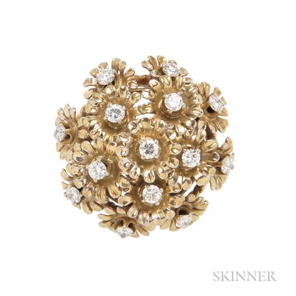 14kt Gold and Diamond Flower Ring